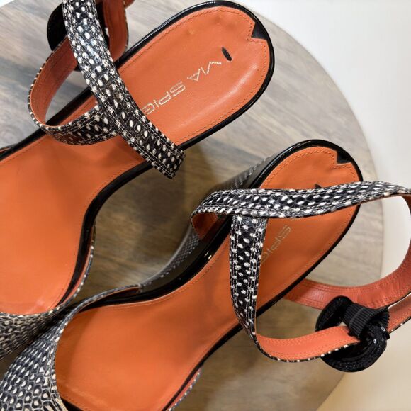 Via Spiga Aubrey Platform Wedge Open Toe Sandal Leather Snakeskin Size 10 M‎ - Picture 9 of 13